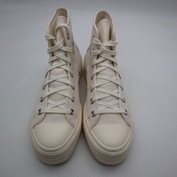 Converse All Star Hi Lift Women’s Size 8 Casual Shoe White Egret Pink Flower - Picture 2 of 11